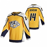 Nashville Predators 14 Mattias Ekholm Yellow Adidas 2020-21 Reverse Retro Alternate Jersey Dzhi,baseball caps,new era cap wholesale,wholesale hats